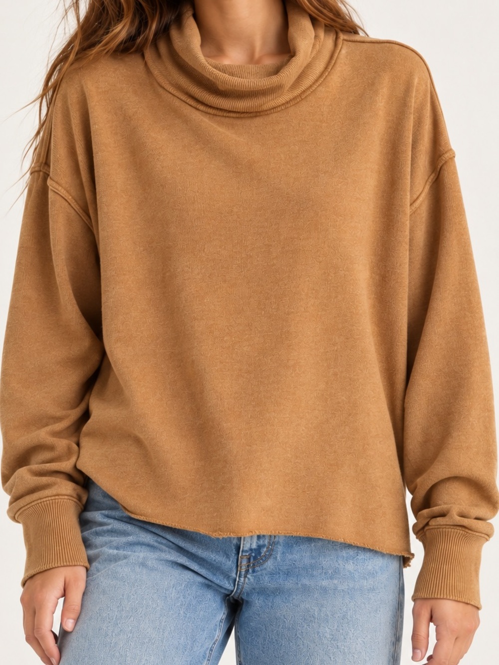 aerie Oversized Cowl Neck Sweater in Camel